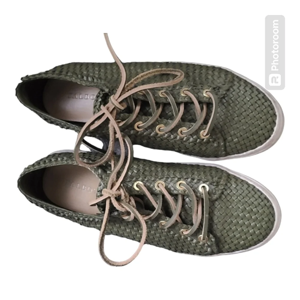 Talbots Hilly Woven sneakers adorable dark green shoes‎ 9M